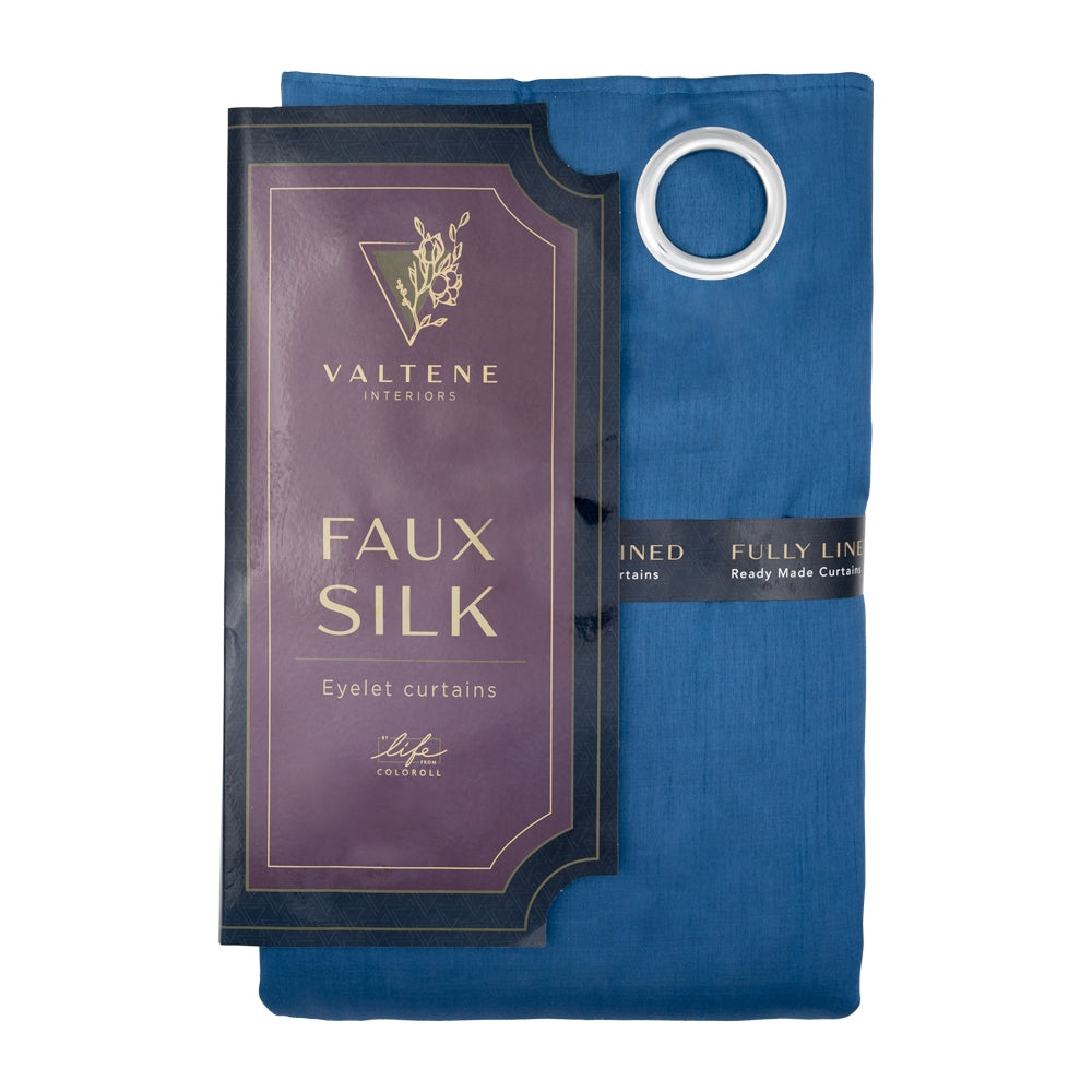 Valetene Faux Silk Curtains 90X90 Cm | Poundstretcher 339191-BLUE