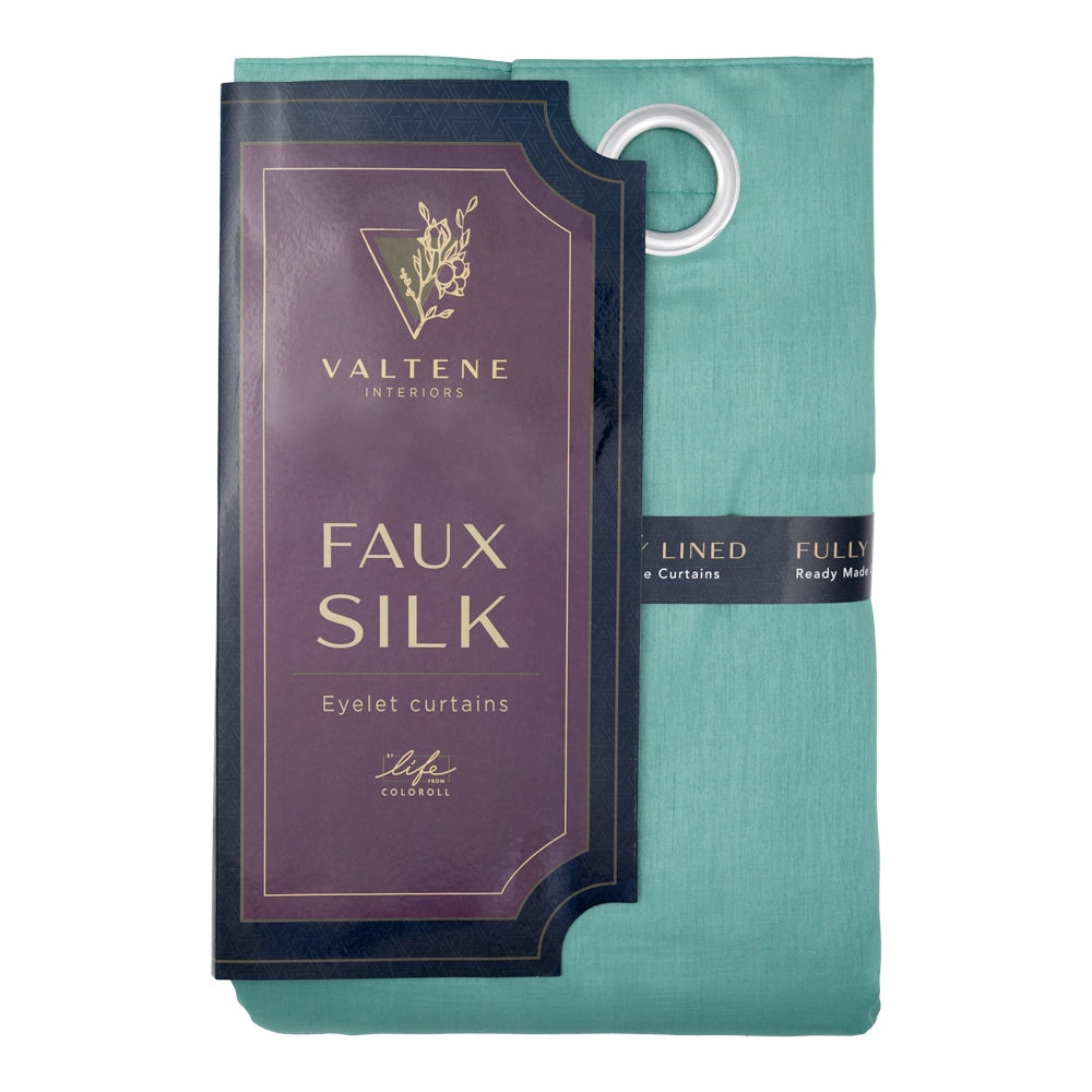 Valtene Faux Silk Curtains - 90 X 90Cm - Green 339191-GREEN