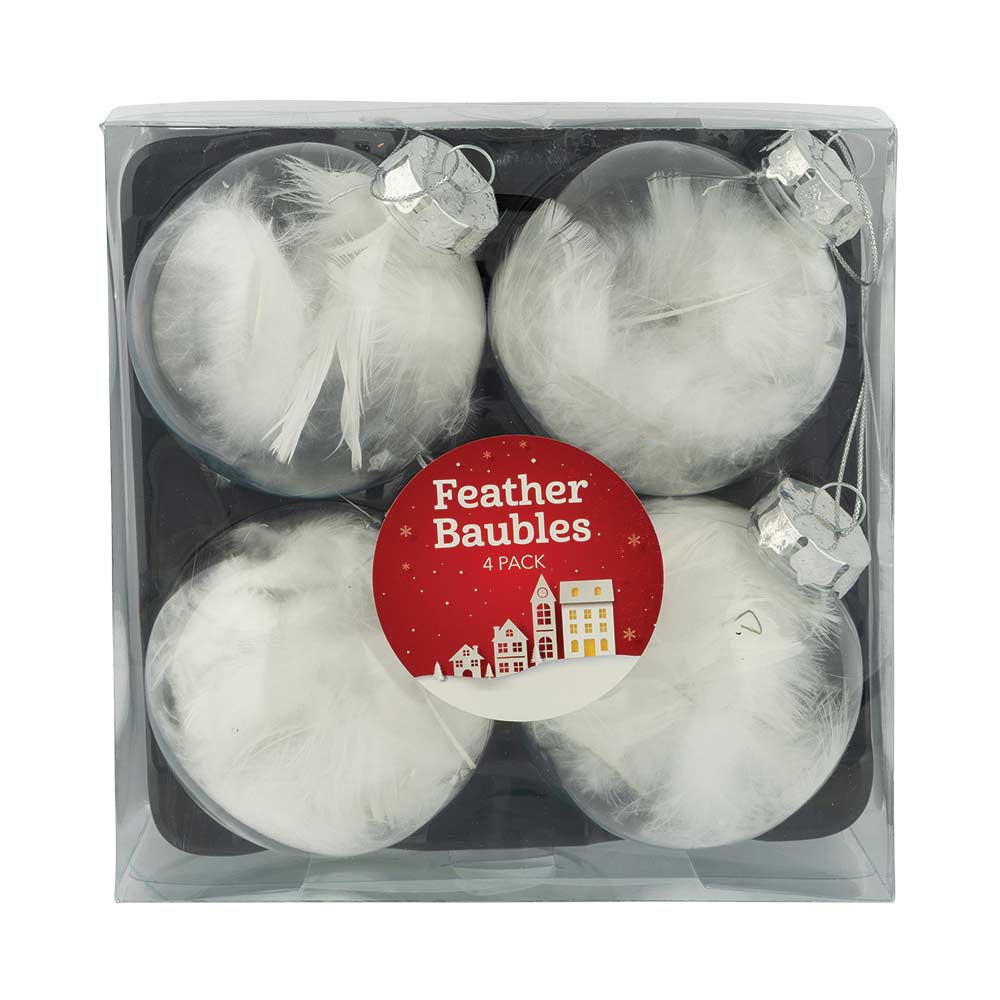 Feather Baubles 4 Pack