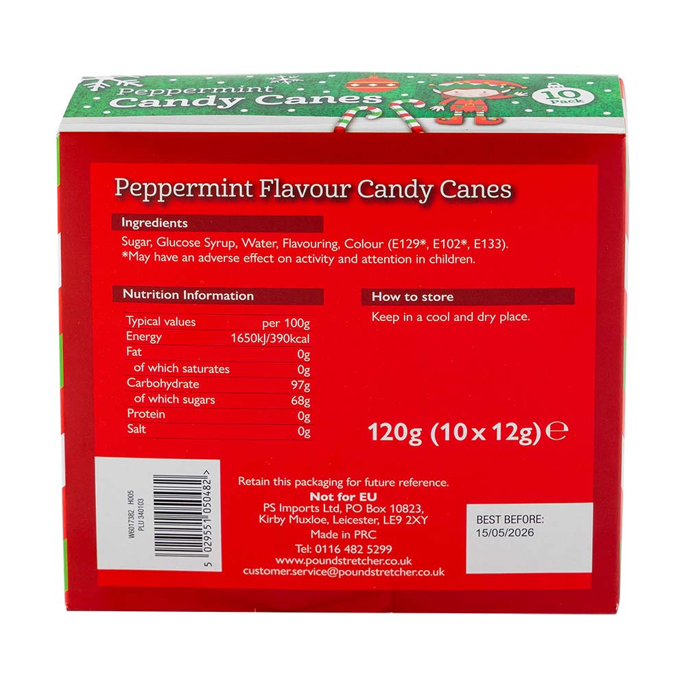 Candy Canes Peppermint Flavour 12g x 10 Pack