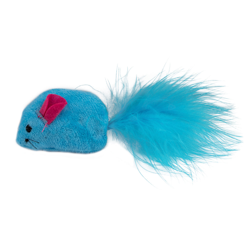 Fluffy Mouse Cat Toy Pink & Blue