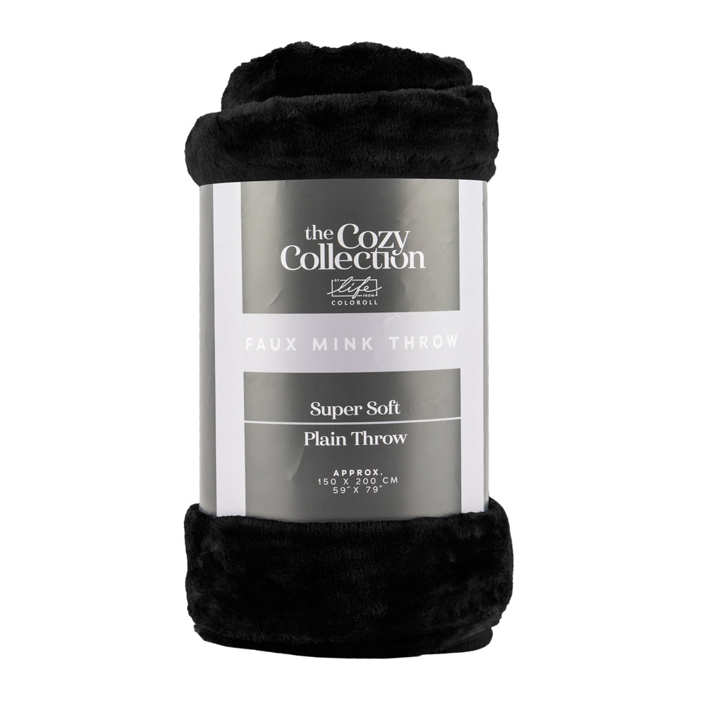 Luxury Faux Mink Throw 150X200Cm - Black 340291