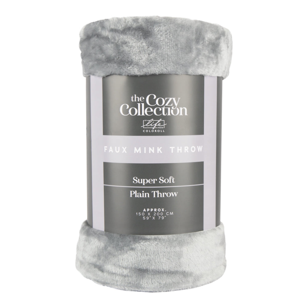 Luxury Faux Mink Throw 150X200Cm - Silver 340308-NEW