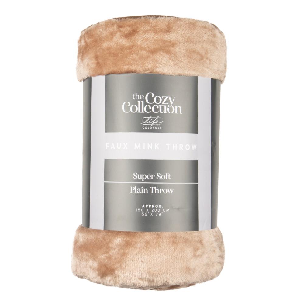 Luxury Faux Mink Throw 150X200Cm - Taupe 340309