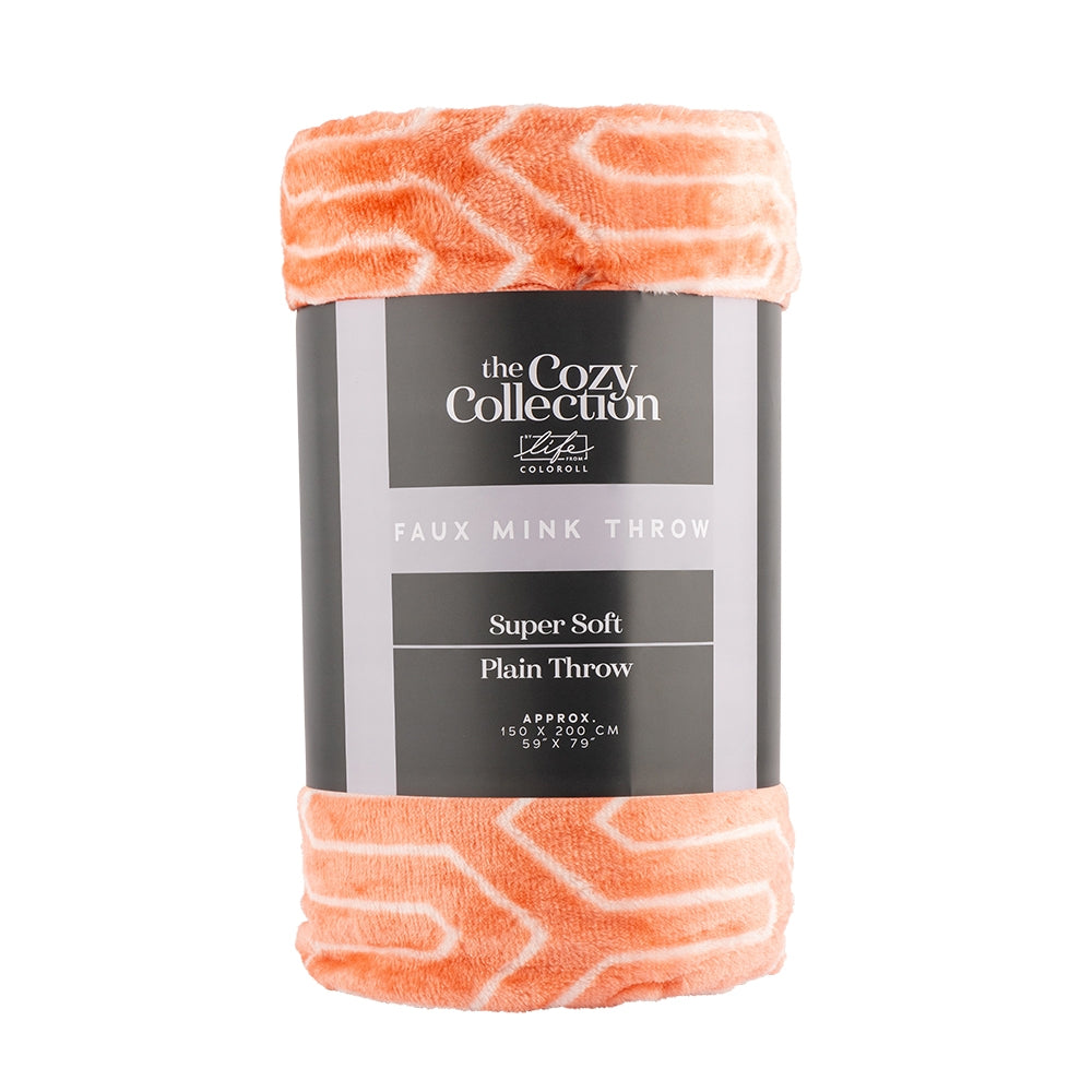 Coloroll Faux Mink Throw - Peach 150 X 200Cm 340312