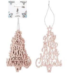 Rose Gold Hanging Glitter Trees - Set Of 6 340510