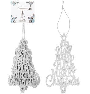 Silver Hanging Glitter Trees - Set Of 6 340580