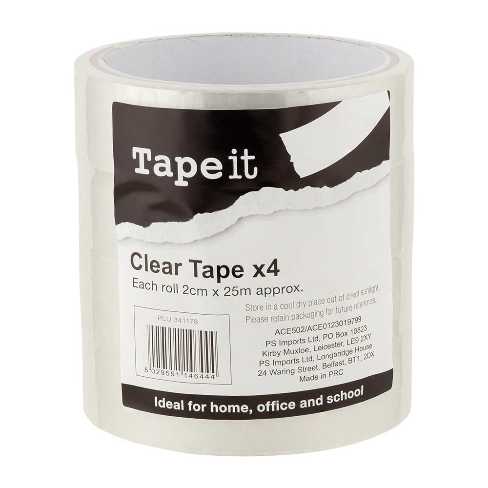 Clear Adhesive Tape 4 Pack | Poundstretcher 341178