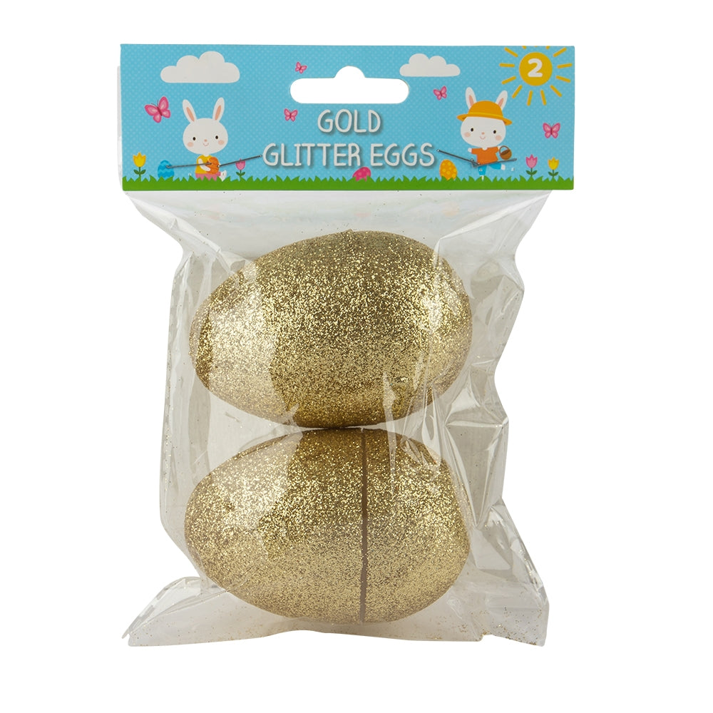 Easter Gold Glitter Eggs - 2 Pk 342825