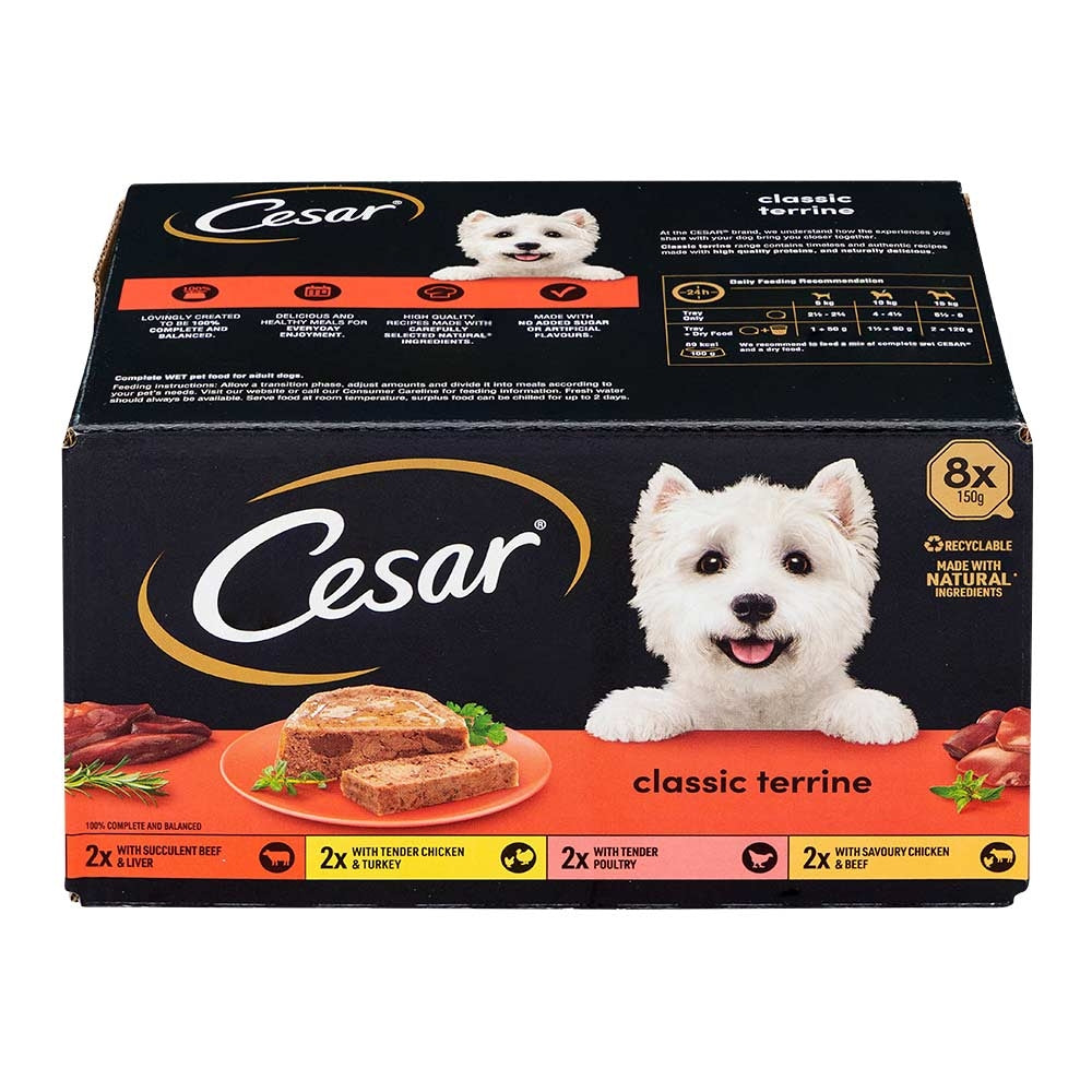 Cesar Classic Terrine Wet Dog Food Mixed 8 X 150G | Poundstretcher 343091