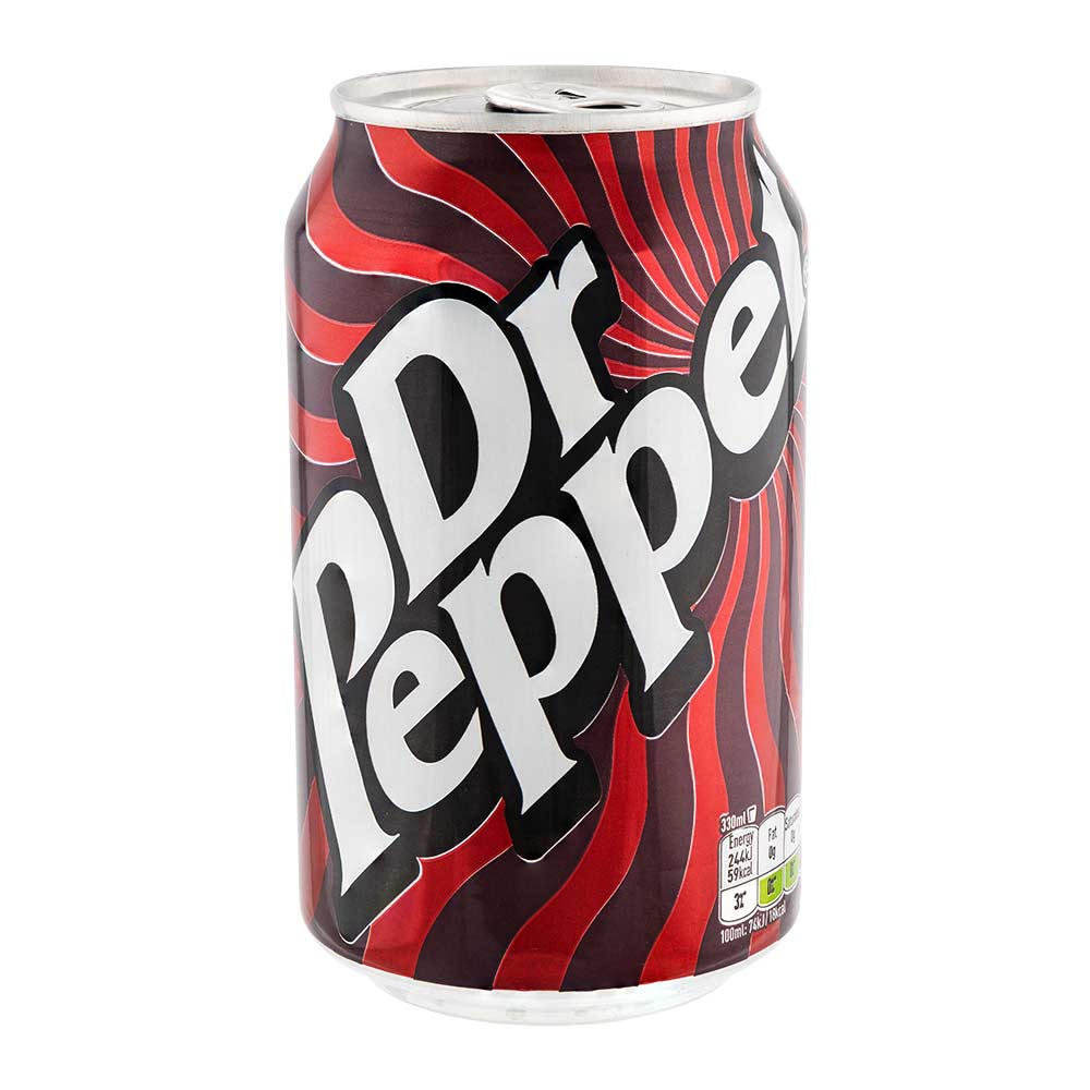 Dr pepper single can on a white background