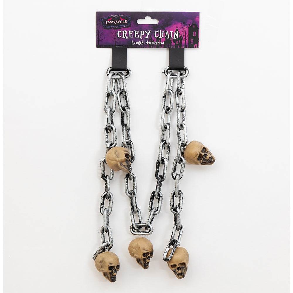 4Ft Creepy Chain Skull 343428-skull