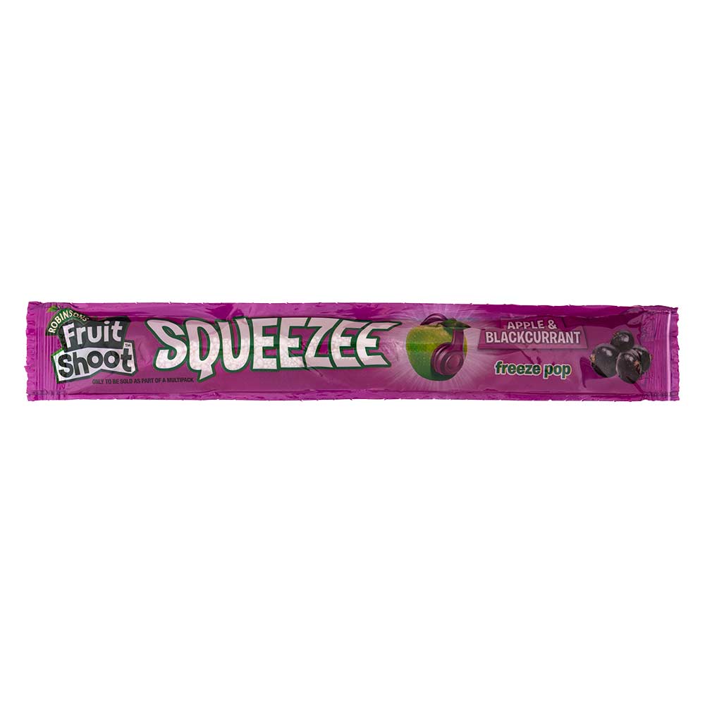 Fruit shoot squeezee ice pops apple & blackcurrant flavour on a white background