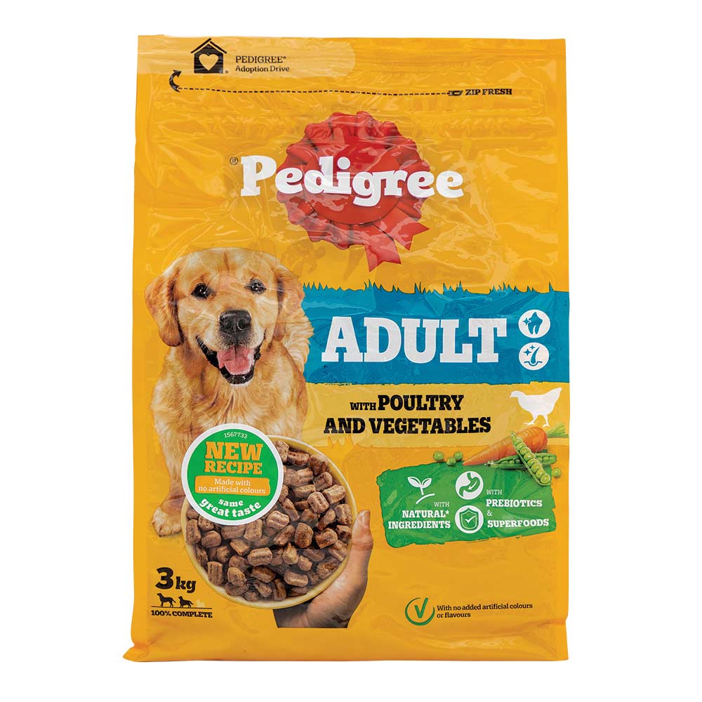 Pedigree Adult Dry Dog Food With Poultry And Vegetables 3 Kg
