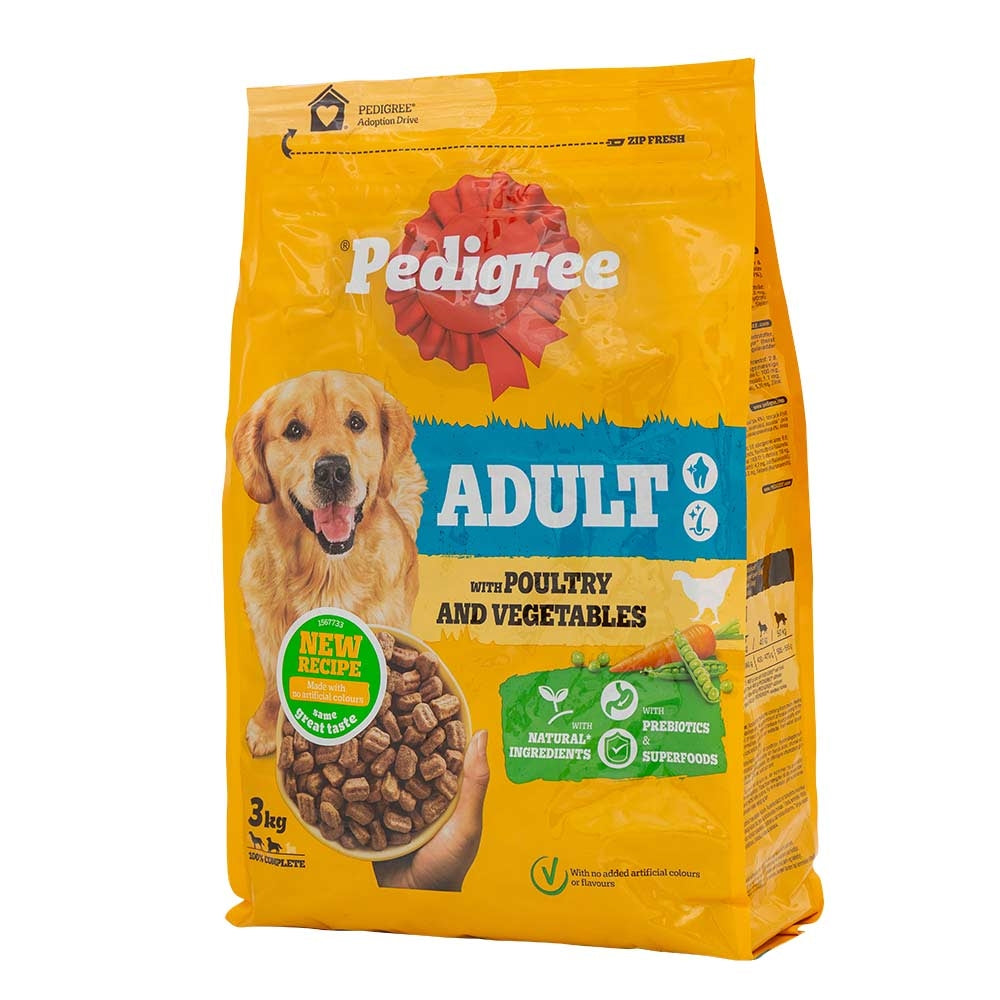Pedigree Complete Adult Dry Dog Food With Poultry & Vegetables 3Kg | Poundstretcher 343761
