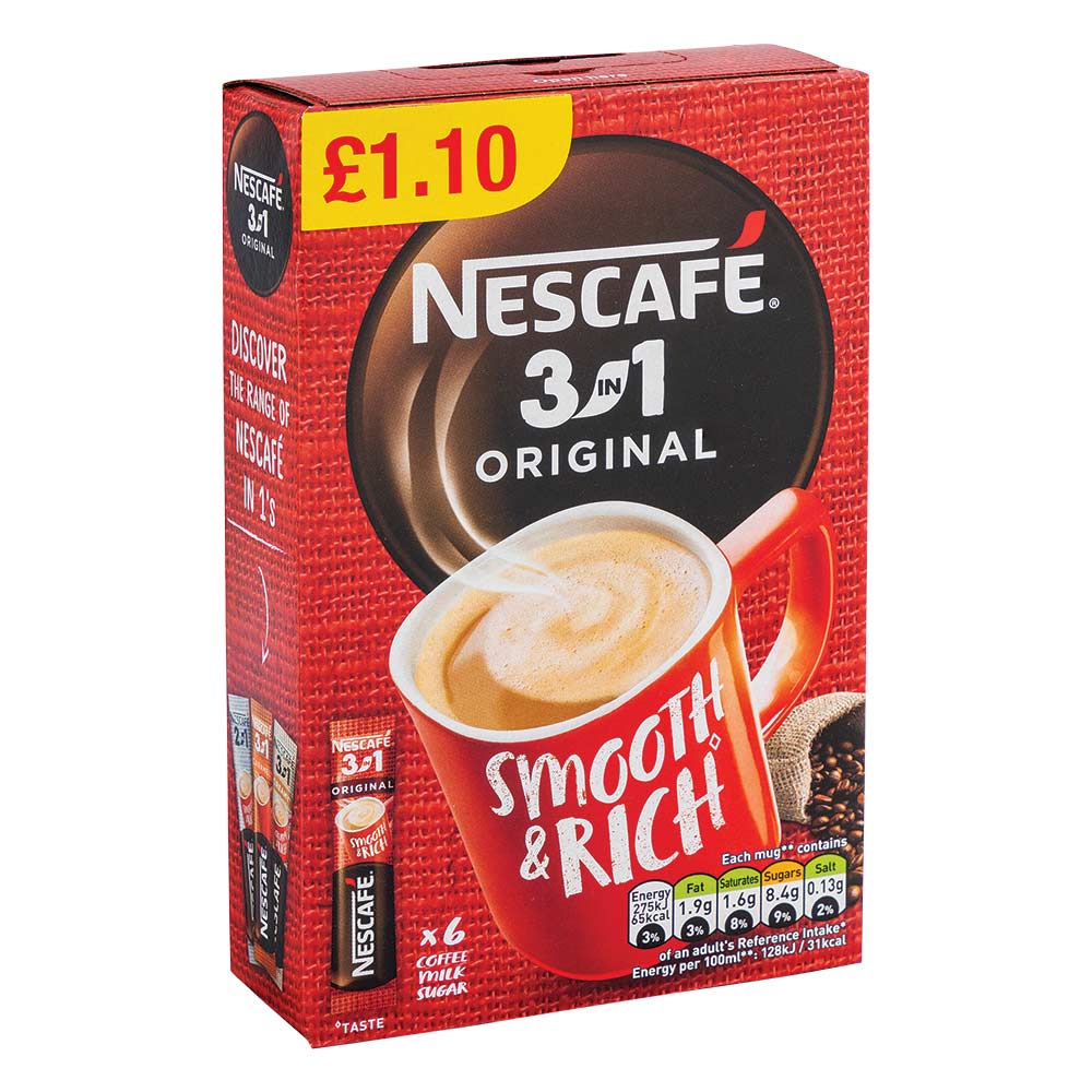 Nescafe 3 in 1 Original Coffee Sachet 15.8g x 6 Pack