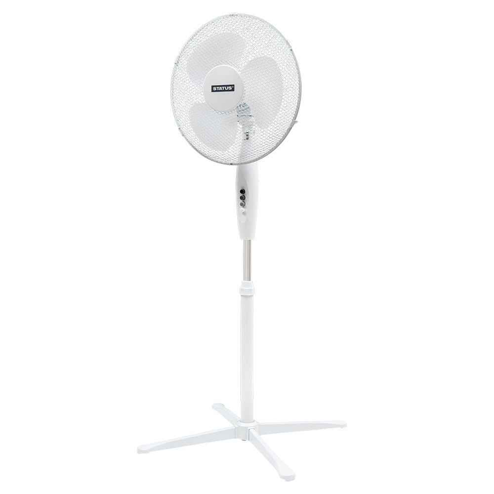 Status 16 inch standing fan on a white background