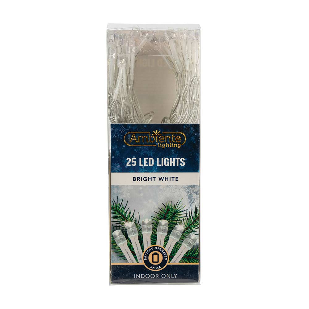 25 LED String Lights Battery Operated Bright White