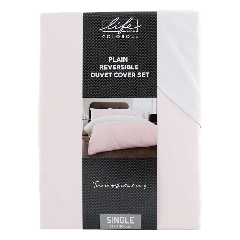 Pink & White Reversible Duvet Set Single