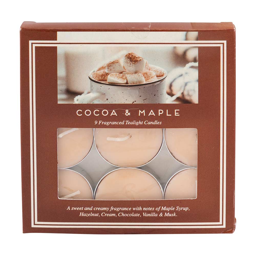 9 Pack Cocoa & Maple Scented Tealights