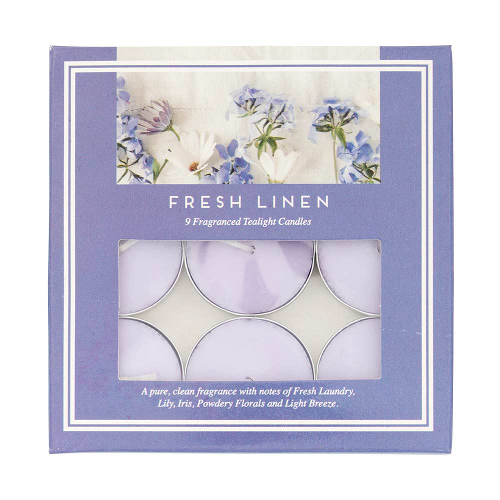 9 Pack Fresh Linen Scented Tealights