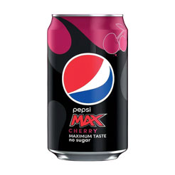 Pepsi Max Cherry Cola Soft Drink No Sugar 330ml x 8 Pack