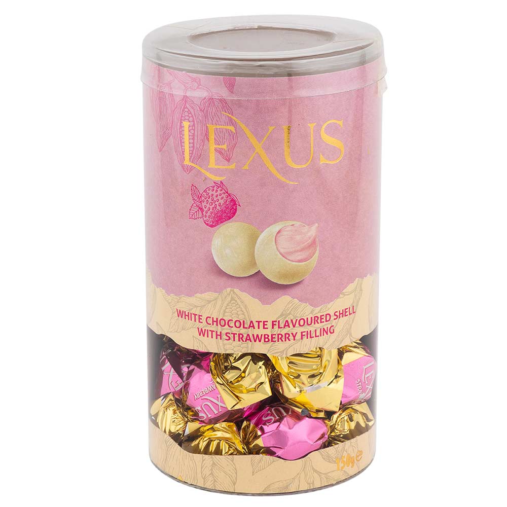 Lexus White Chocolate Flavoured Shell WIth Strawberry Filling 150g