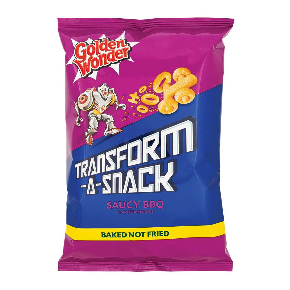 Golden wonder transform-a-snack saucy bbq on a white background
