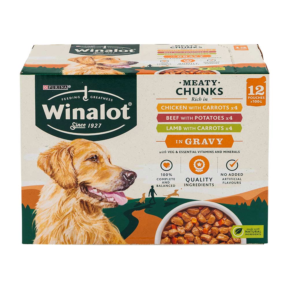 Winalot Meaty Chunks In Gravy Wet Dog Food 100g x 12 Pack
