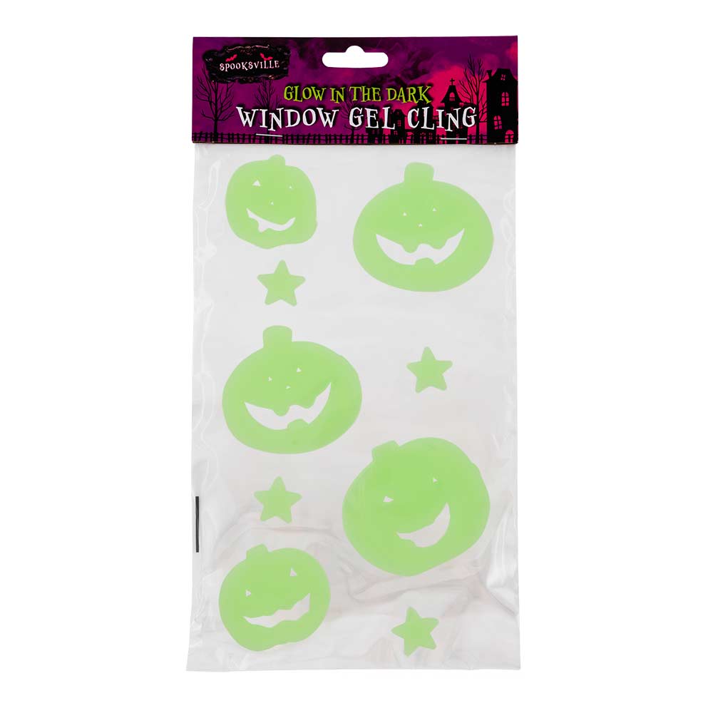 Glow In The Dark Pumpkin Window Gel Stickers
