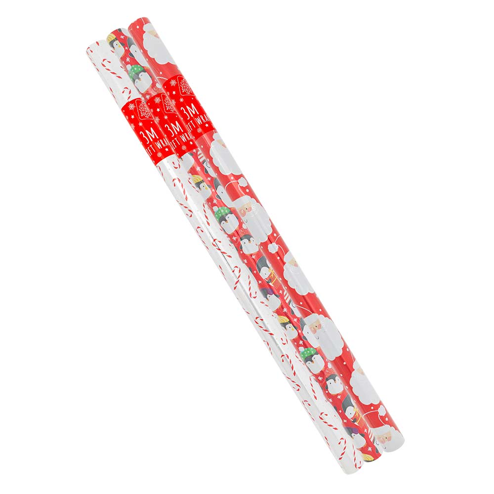 Christmas Santa, Candy Cane Gift Wrap 3 Metres