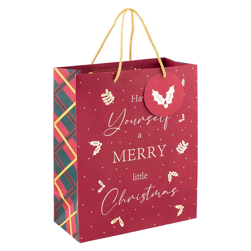 Merry Christmas Tartan Gift Bag Medium