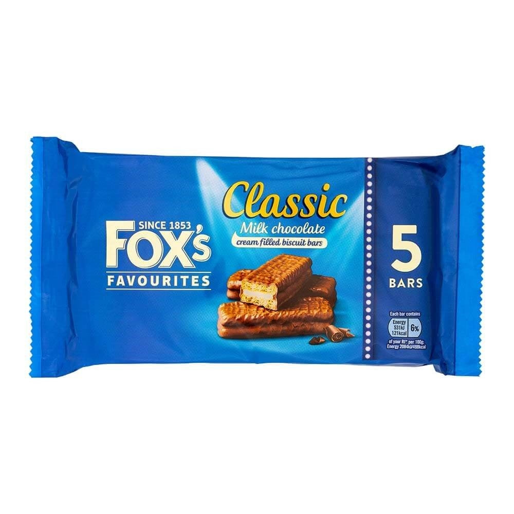 Fox'S Classic Milk Chocolate Cream Filled Biscuit Bars 5 X 25G | Poundstretcher 508361