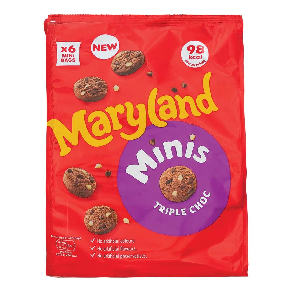 Maryland Minis Triple Choc Chip 6 X 19.6G Pack | Poundstretcher 511107
