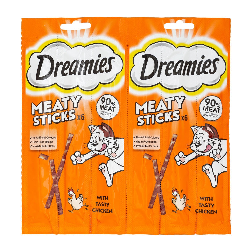 Dreamies Adult Cat Treats Meaty Sticks 6 Pack | Poundstretcher 511447