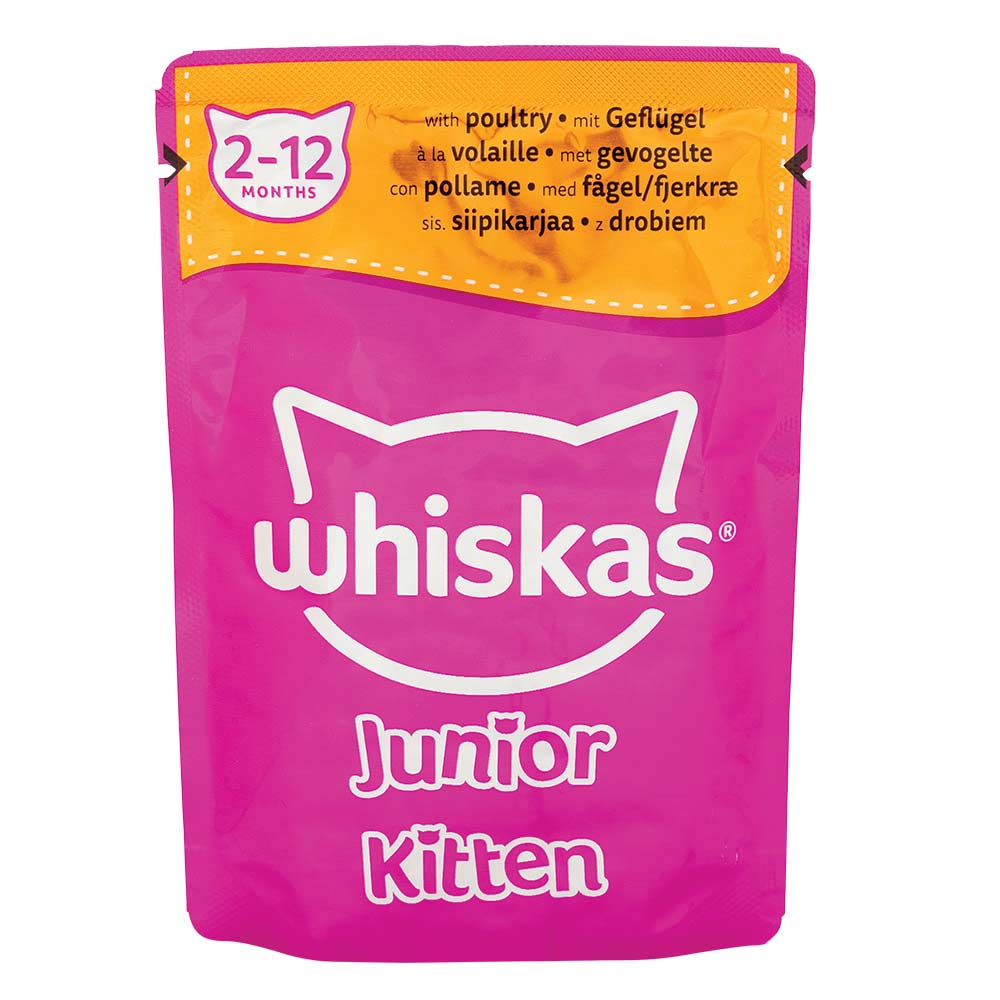 Whiskas Kitten 2-12 Months Poultry Feasts In Jelly Cat Food Pouches 85g x 40 Pack
