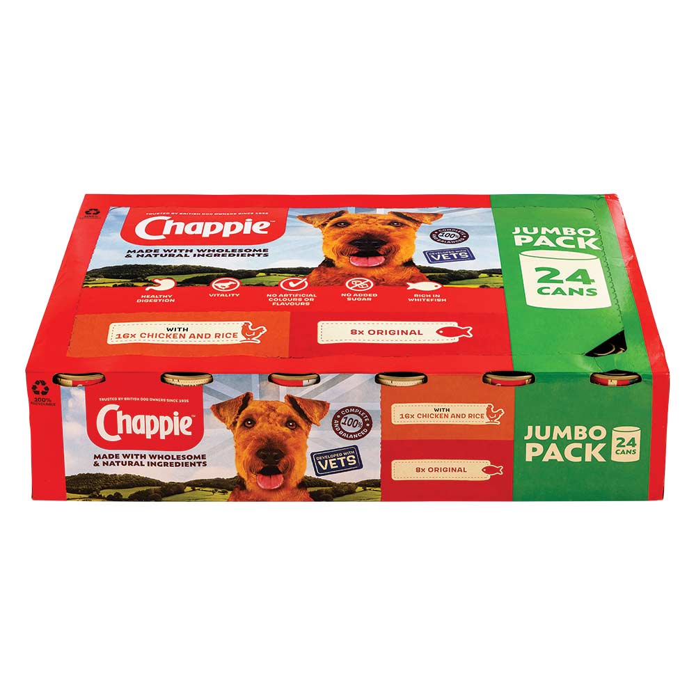 Chappie Wet Adult Dog Food Tin Favourites In Loaf 412g x 24 Pack