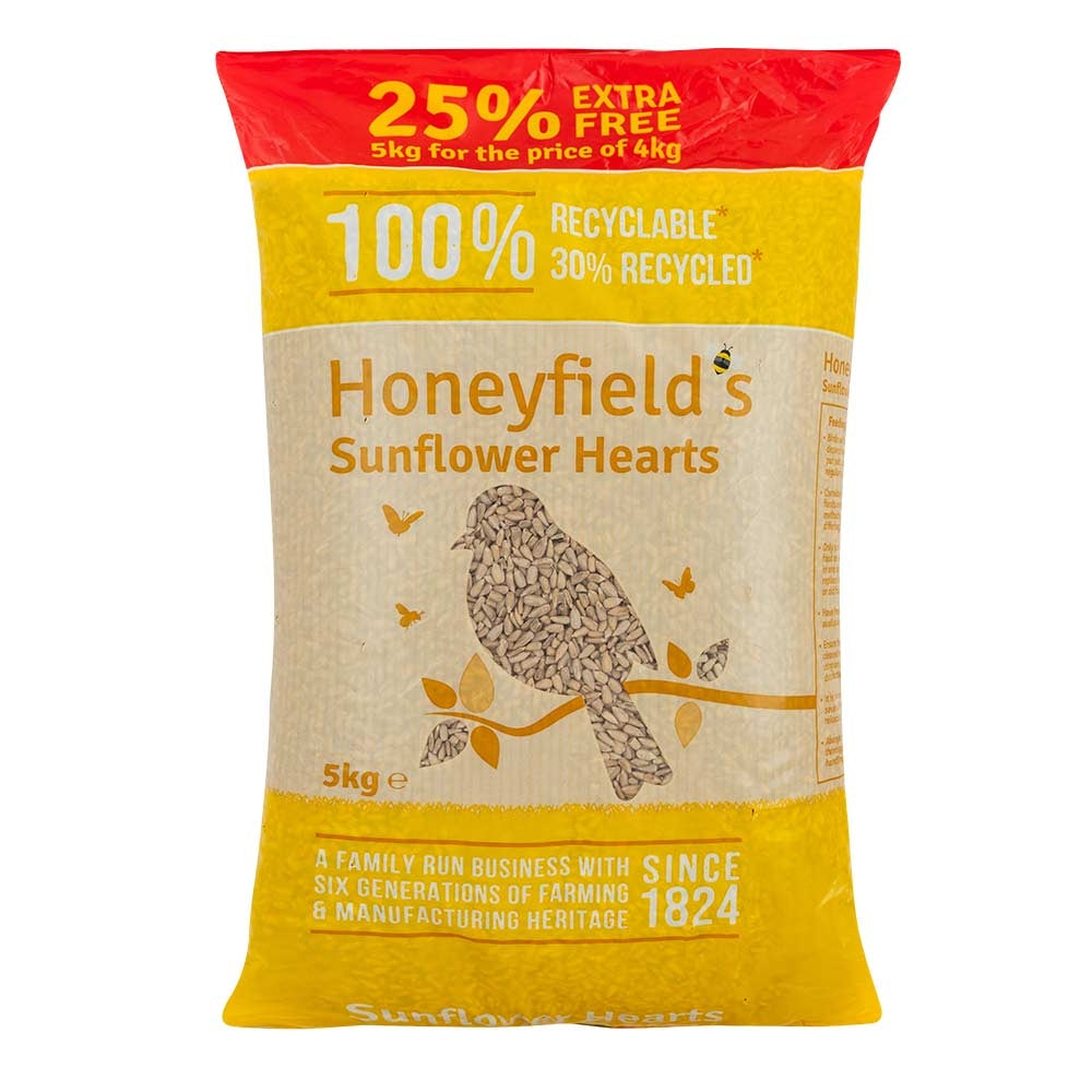 Honeyfield'S Sunflower Hearts Wild Bird Feed 4Kg | +25% Free | Poundstretcher 539601