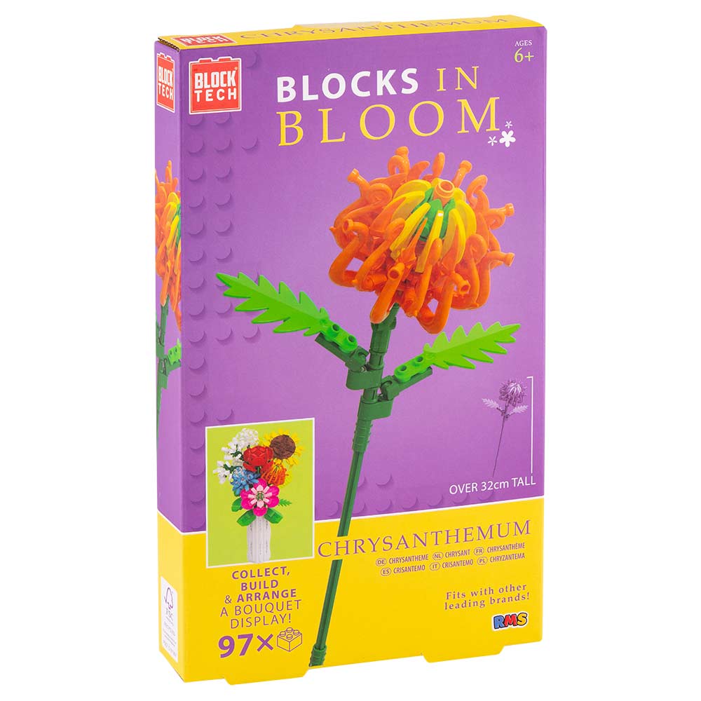 Box of 'Blocks in Bloom' Chrysanthemum building set by Block Tech on a white background