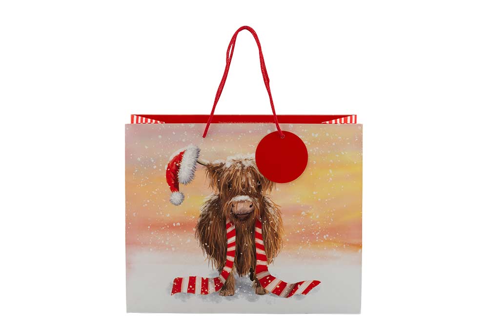 Scottish Highland Cow Gift Bag Medium 26.5cm x 21.5cm x 10cm