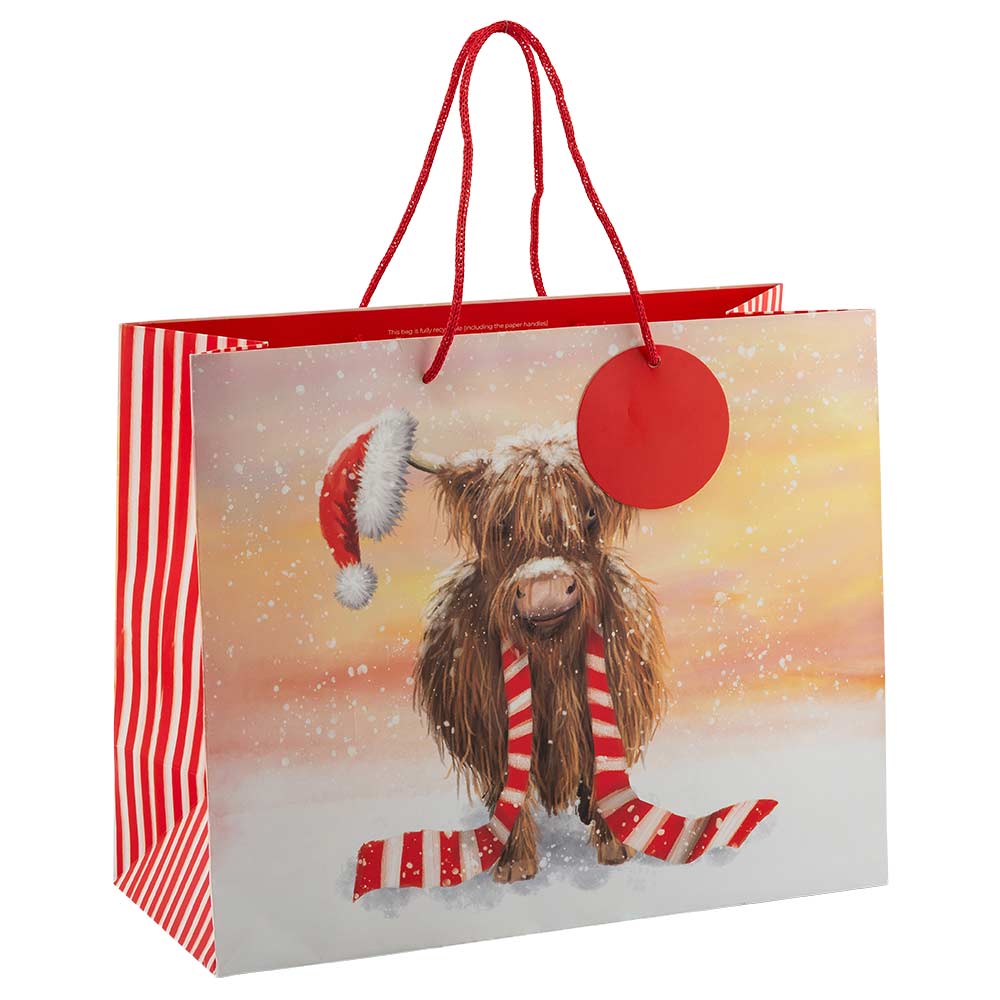 Scottish Highland Cow Gift Bag Medium 26.5cm x 21.5cm x 10cm