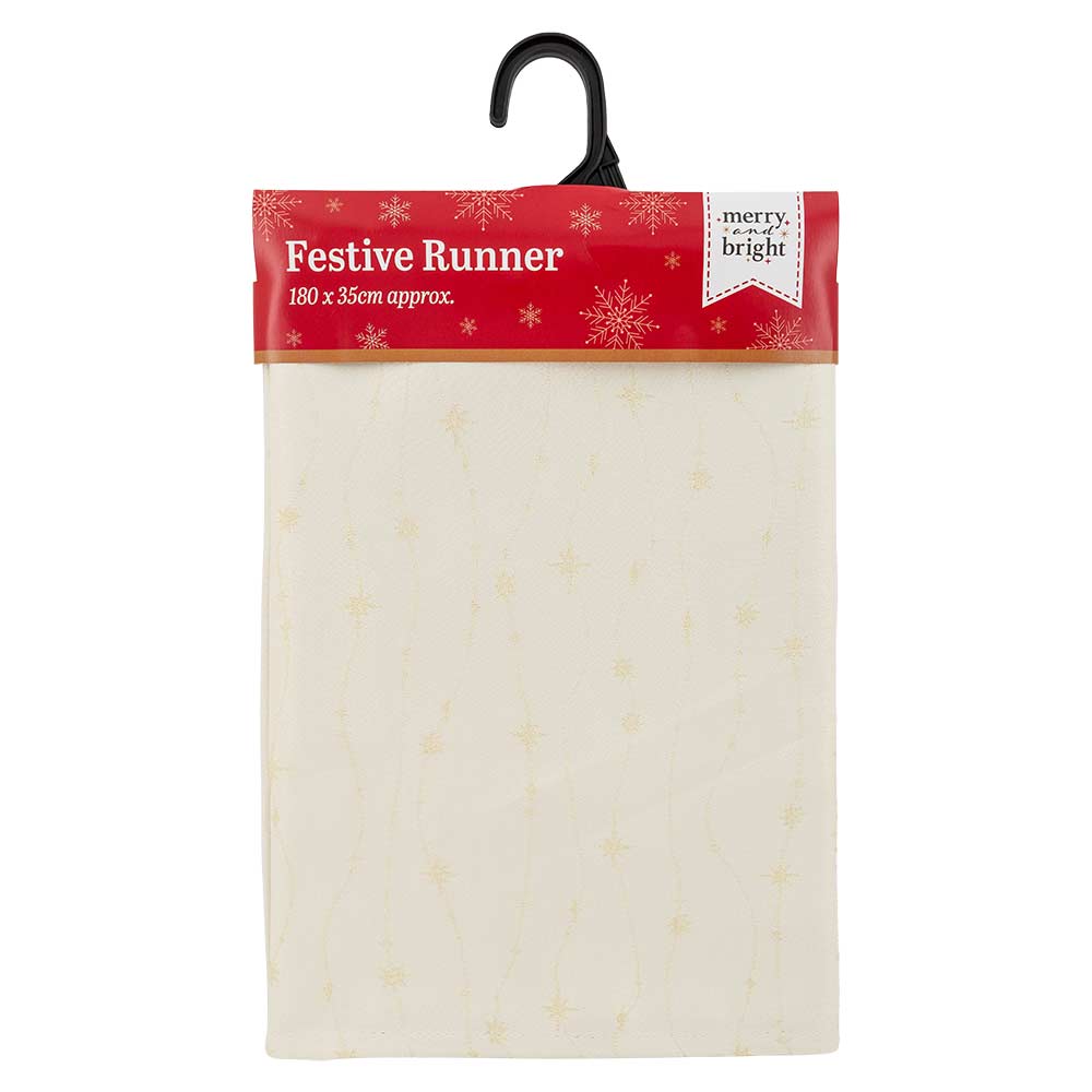 Cream Christmas Table Runner 180cm x 35cm