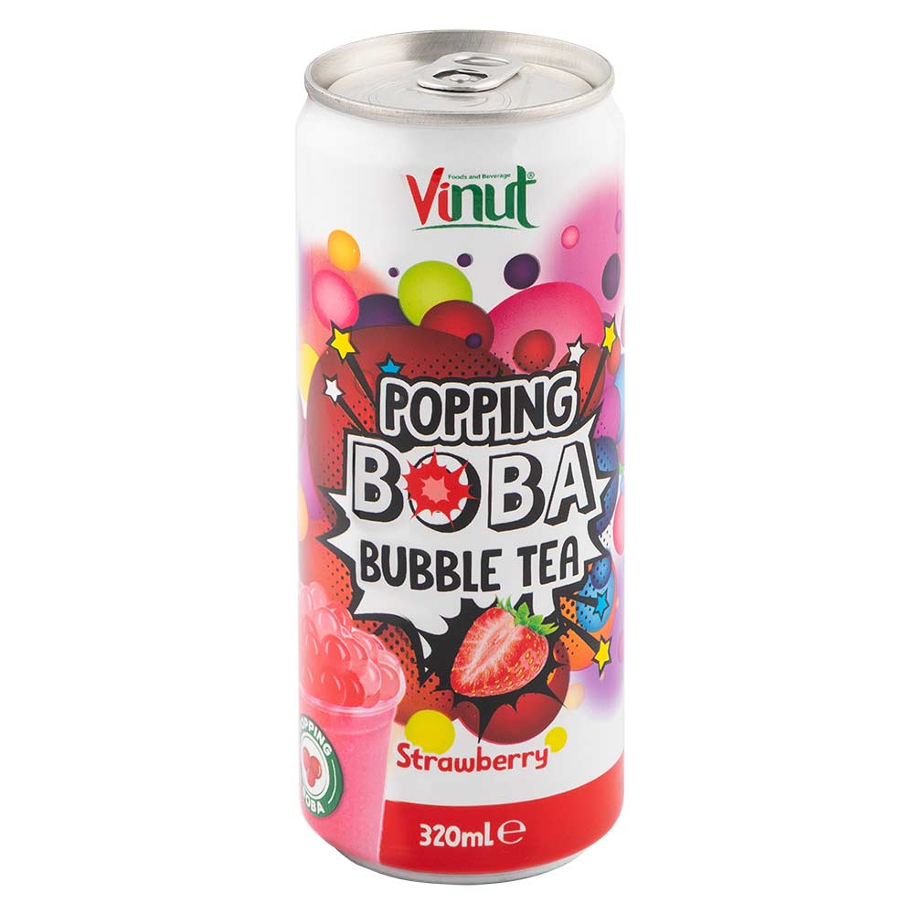 Vinut Popping Boba Bubble Tea Strawberry Flavour 320ml