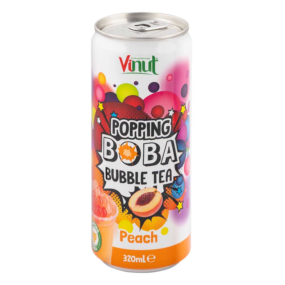Vinut Popping Boba Bubble Tea Peach Flavour 320ml