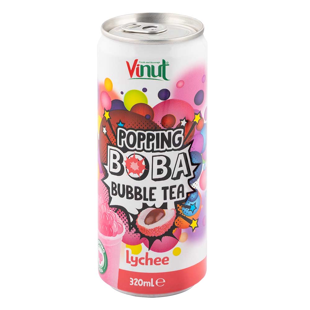 Vinut Popping Boba Bubble Tea Lychee Flavour 320ml