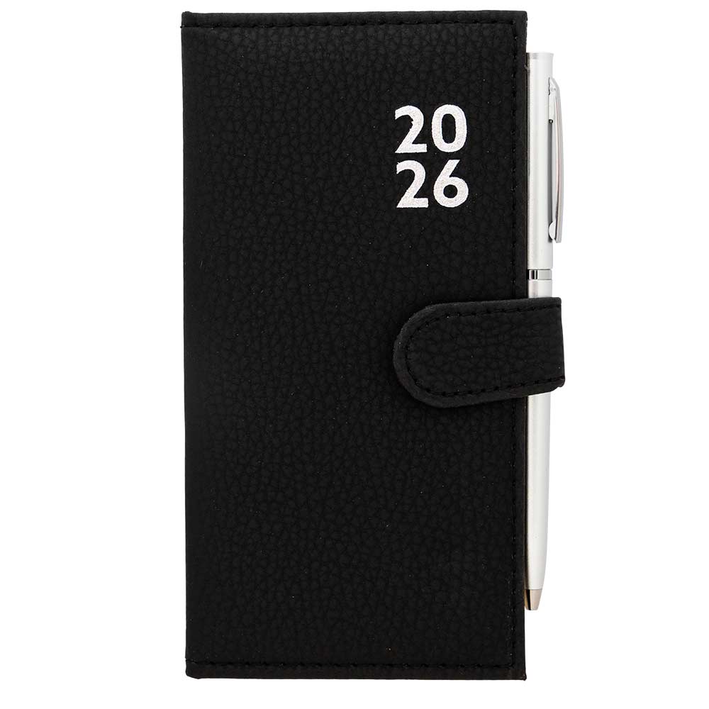 2026 Slim Premium Week to View Diary With Pen Black