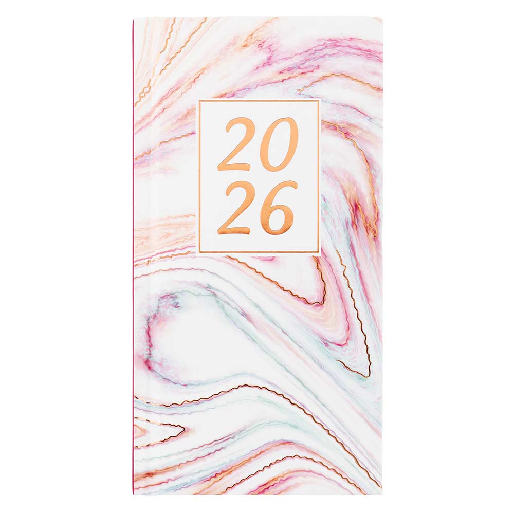2026 Slim Week to View Diary Marble Print