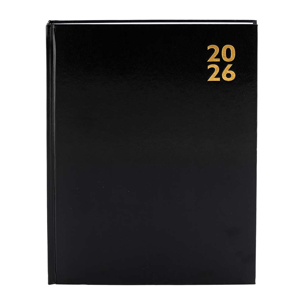 2026 A4 Day to Page Hardback Diary Black