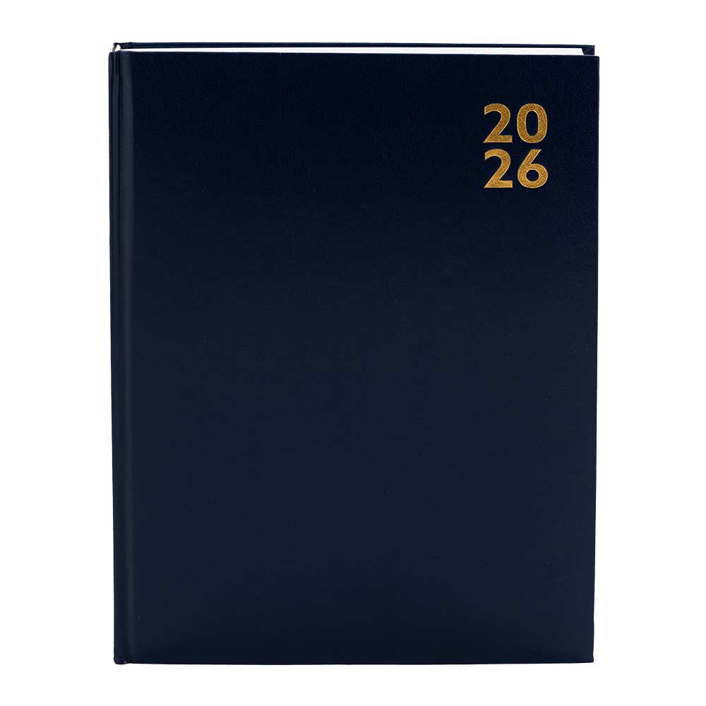 2026 A4 Day to Page Hardback Diary Blue