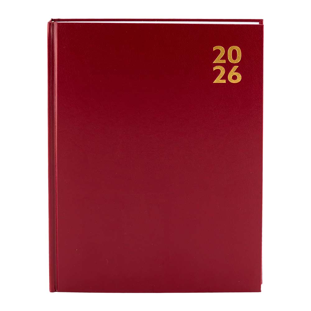 2026 A4 Day to Page Hardback Diary Red